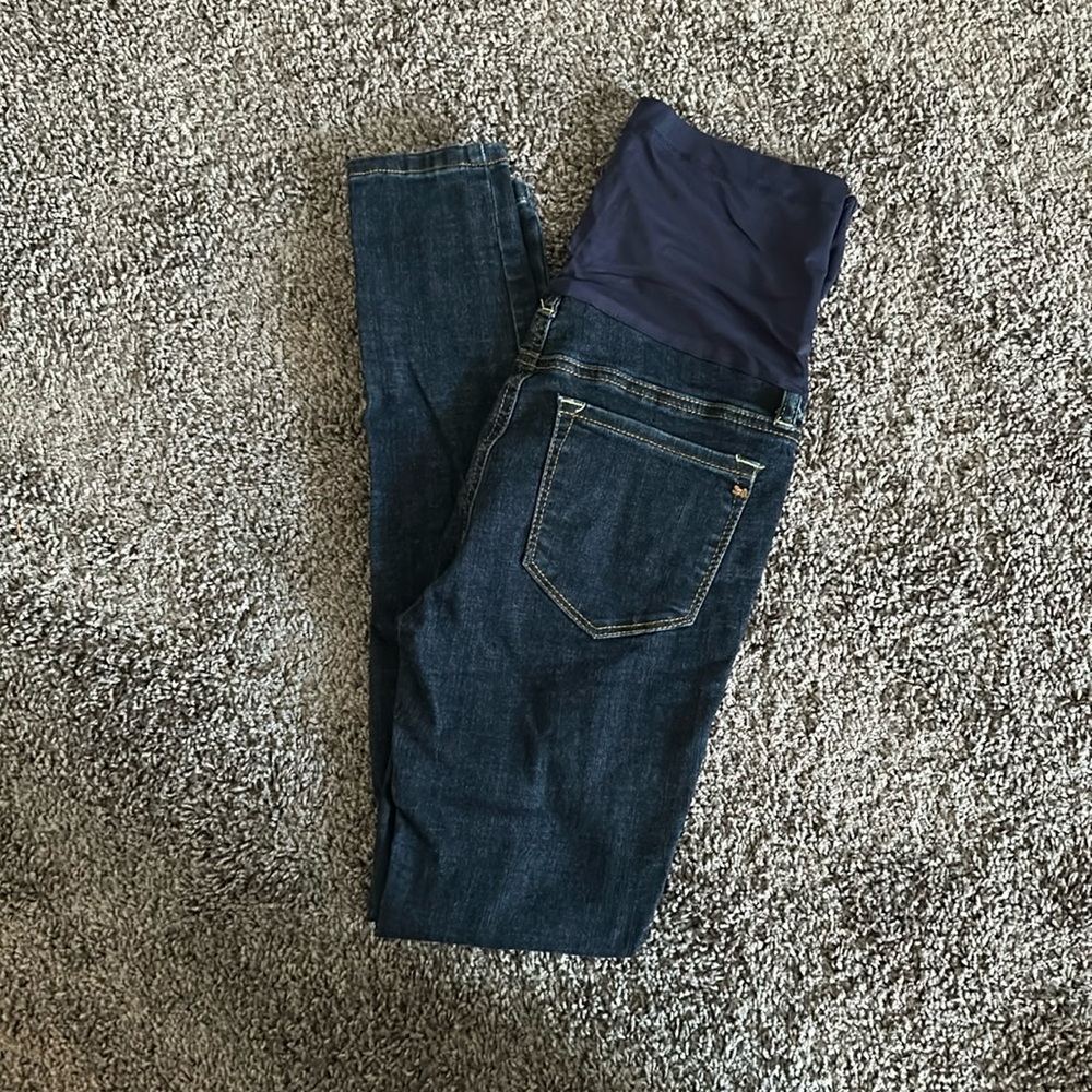 Pink Blush Over Belly Maternity Jeans, Size 0/2